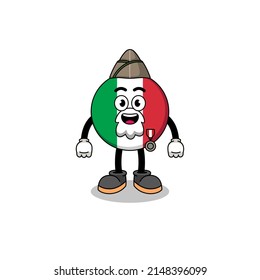 Character cartoon of italy flag as a veteran , character design