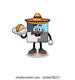 Character cartoon of jigsaw puzzle as a mexican chef , character design