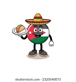Character cartoon of jordan flag as a mexican chef , character design