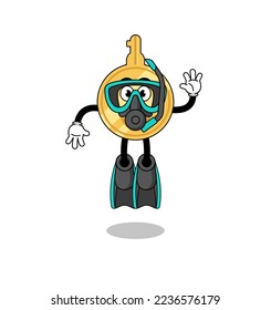 Character cartoon of key as a diver , character design