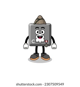 Character cartoon of keyboard C key as a veteran , character design