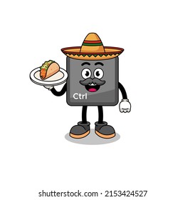Character cartoon of keyboard control button as a mexican chef , character design