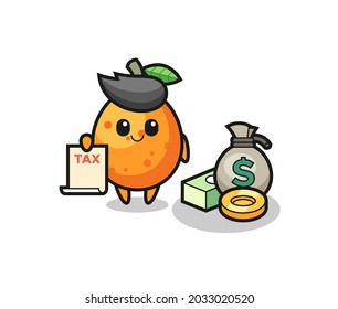 Character cartoon of kumquat as a accountant , cute style design for t shirt, sticker, logo element