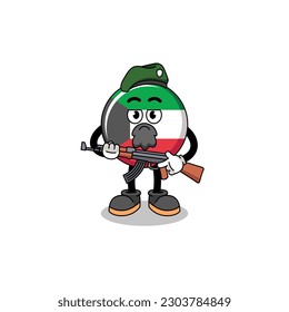 Character cartoon of kuwait flag as a special force , character design