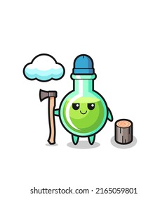 Character cartoon of lab beakers as a woodcutter , cute style design for t shirt, sticker, logo element