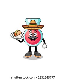 Character cartoon of laboratory beaker as a mexican chef , character design