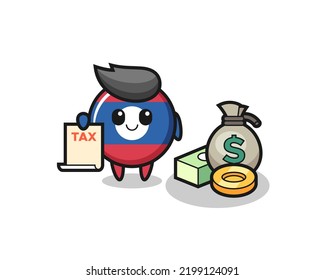 Character cartoon of laos flag badge as a accountant , cute design