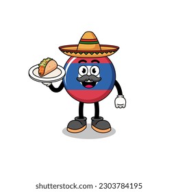 Character cartoon of laos flag as a mexican chef , character design