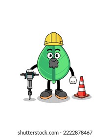 Caricatura de personajes de hoja trabajando en la construcción de carreteras , diseño de personajes