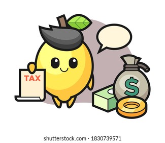 Character cartoon of lemon as a accountant