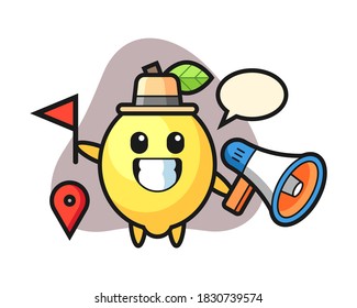 Character cartoon of lemon as a tour guide