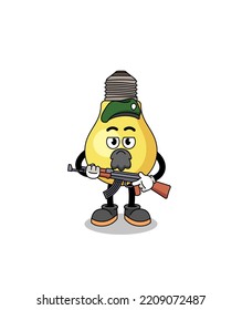Character cartoon of light bulb as a special force , character design