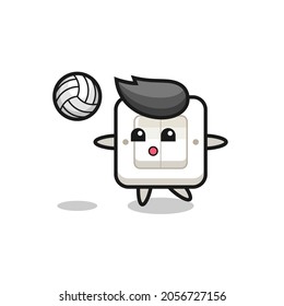 Character cartoon of light switch is playing volleyball , cute style design for t shirt, sticker, logo element