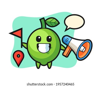 Character cartoon of lime as a tour guide, cute style design for t shirt, sticker, logo element