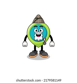Character cartoon of location symbol as a veteran , character design