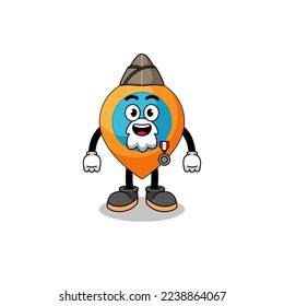 Character cartoon of location symbol as a veteran , character design