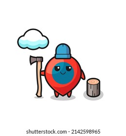 Character cartoon of location symbol as a woodcutter , cute design
