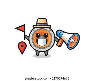 Character cartoon of loudspeaker as a tour guide , cute style design for t shirt, sticker, logo element
