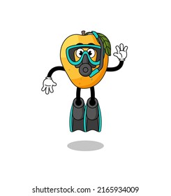 Character cartoon of mango fruit as a diver , character design