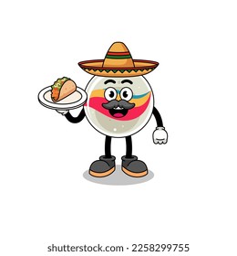 Character cartoon of marble toy as a mexican chef , character design