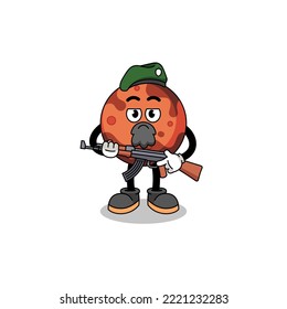 Character cartoon of mars planet as a special force , character design