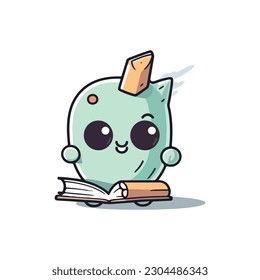 Character cartoon mascot logo for education company with the mascot in the form of a cute book and pen