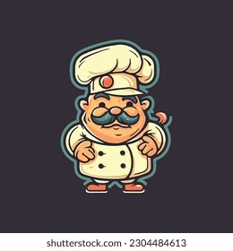 Character cartoon mascot logo for a restaurant with a mascot of a cute chef 