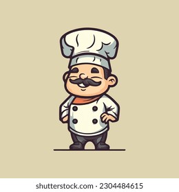 Character cartoon mascot logo for a restaurant with a mascot of a cute chef 