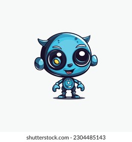 Character cartoon mascot logo for a technology company with a cute alien robot  mascot