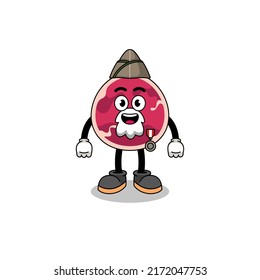 Character cartoon of meat as a veteran , character design