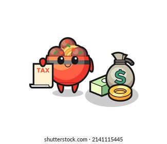 Character cartoon of meatball bowl as a accountant , cute design