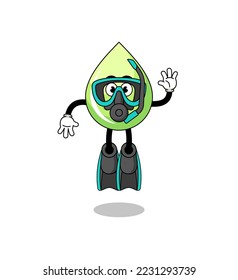 Character cartoon of melon juice as a diver , character design