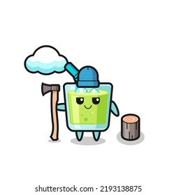 Character cartoon of melon juice as a woodcutter , cute style design for t shirt, sticker, logo element