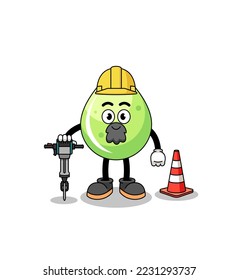 Caricatura de personajes del jugo de melón trabajando en la construcción de carreteras , diseño de personajes