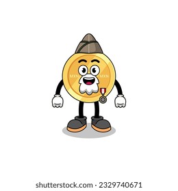 Character cartoon of mexican peso as a veteran , character design