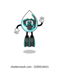 Character cartoon of milk drop as a diver , character design