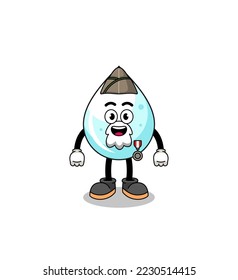 Character cartoon of milk drop as a veteran , character design