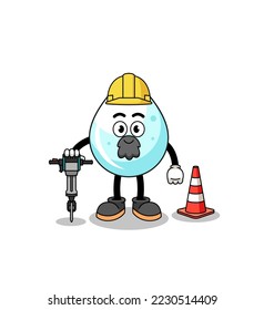 Caricatura de personajes de la caída de leche trabajando en la construcción de carreteras , diseño de personajes