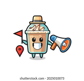 Character cartoon of milkshake as a tour guide , cute style design for t shirt, sticker, logo element