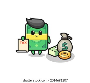 Character cartoon of money as a accountant , cute style design for t shirt, sticker, logo element