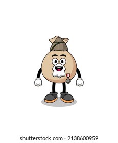 Character cartoon of money sack as a veteran , character design