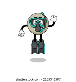 Character cartoon of moon as a diver , character design