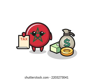 Character cartoon of morocco flag as a accountant , cute design