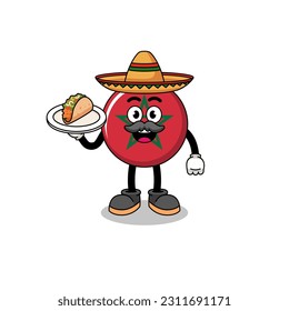 Character cartoon of morocco flag as a mexican chef , character design