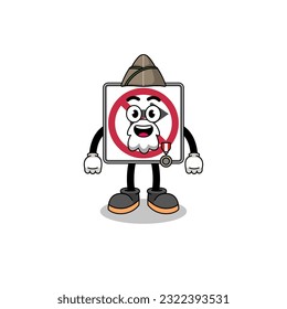 Character cartoon of no right turn road sign as a veteran , character design