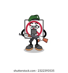 Character cartoon of no right turn road sign as a special force , character design