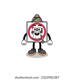 Character cartoon of no trucks road sign as a veteran , character design