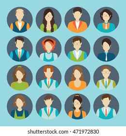 Character cartoon of office worker business personnel avatar icons set isolated vector illustration.