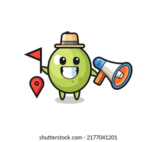 Character cartoon of olive as a tour guide , cute style design for t shirt, sticker, logo element