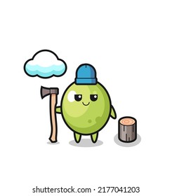 Character cartoon of olive as a woodcutter , cute style design for t shirt, sticker, logo element